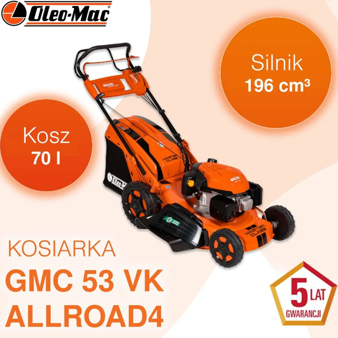 OLEO-MAC GMC 53 VK ALLROAD4 KOSIARKA SPALINOWA DO TRAWY Z NAPĘDEM 2000m2 MASTER CLASS PREMIUM 66079174E5 -OFICJALNY DYSTRYBUTOR - AUTORYZOWANY DEALER OLEO-MAC