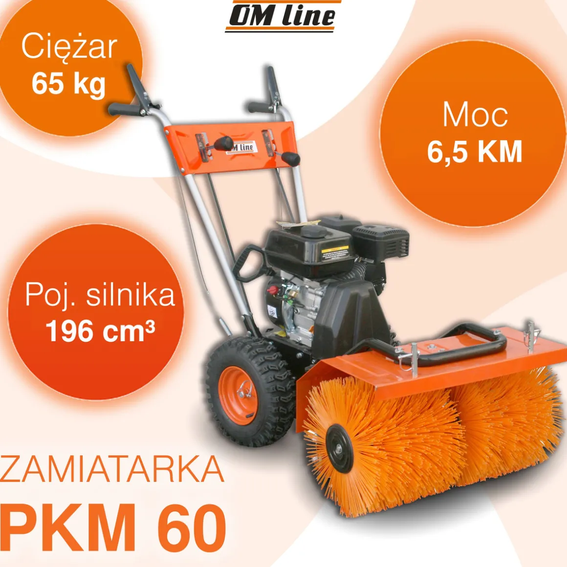 OLEO-MAC OM LINE PKM 60 ZAMIATARKA ODŚNIEŻARKA ODŚNIEŻARKI SPALINOWA z NAPĘDEM MOC 6.5KM OO-OTHPKM60 - OFICJALNY DYSTRYBUTOR - AUTORYZOWANY DEALER OLEO-MAC