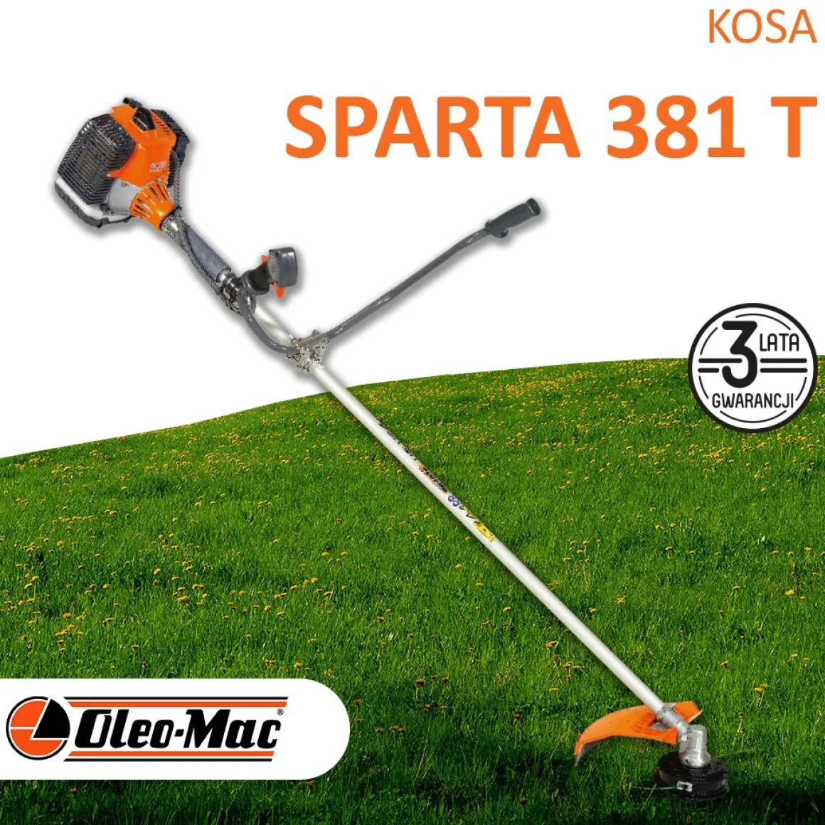 OLEO MAC SPARTA 381 T KOSA SPALINOWA DO TRAWY WYKASZARKA PODKASZARKA PODCINARKA TRYMER MOC 2KM KLASA PREMIUM 61339070E2 EWIMAX-OFICJALNY DYSTRYBUTOR - AUTORYZOWANY DEALER OLEO-MAC