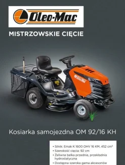 OLEO MAC TRAKTOREK OGRODOWY OM 92/16KH KOSIARKA SAMOJEZDNA SPALINOWA DO TRAWY HYDROSTATIC 68129082 - OFICJALNY DYSTRYBUTOR - AUTORYZOWANY DEALER OLEO-MAC