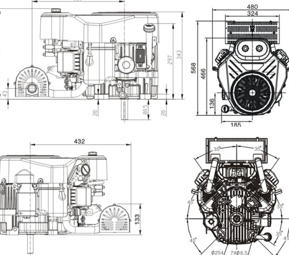 Silnik do traktorka Loncin LC2P76F V-Twin (18 KM, 635 cm³)