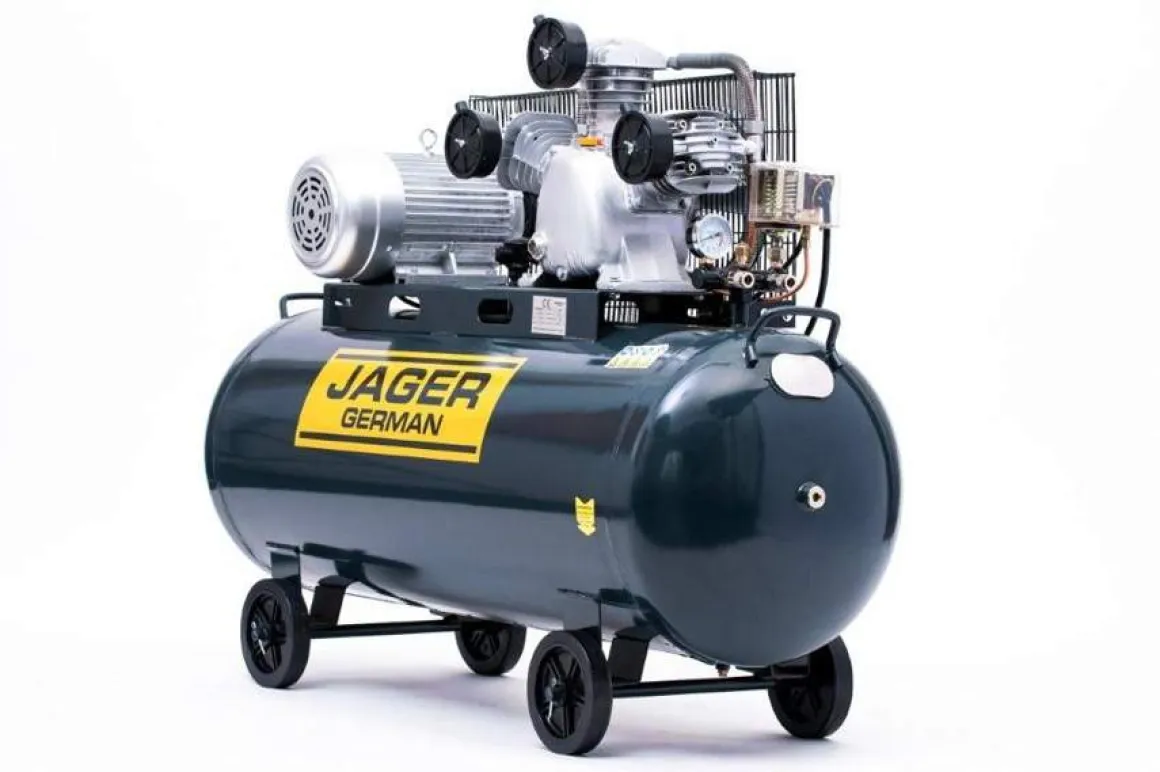 SPRĘŻARKA POWIETRZA TŁOKOWA KOMPRESOR TŁOKOWY OLEJOWY JAGER GERMAN 100L 8BAR 540L/Min 400V Zwiększona Wydajność Mocna Rzecz
