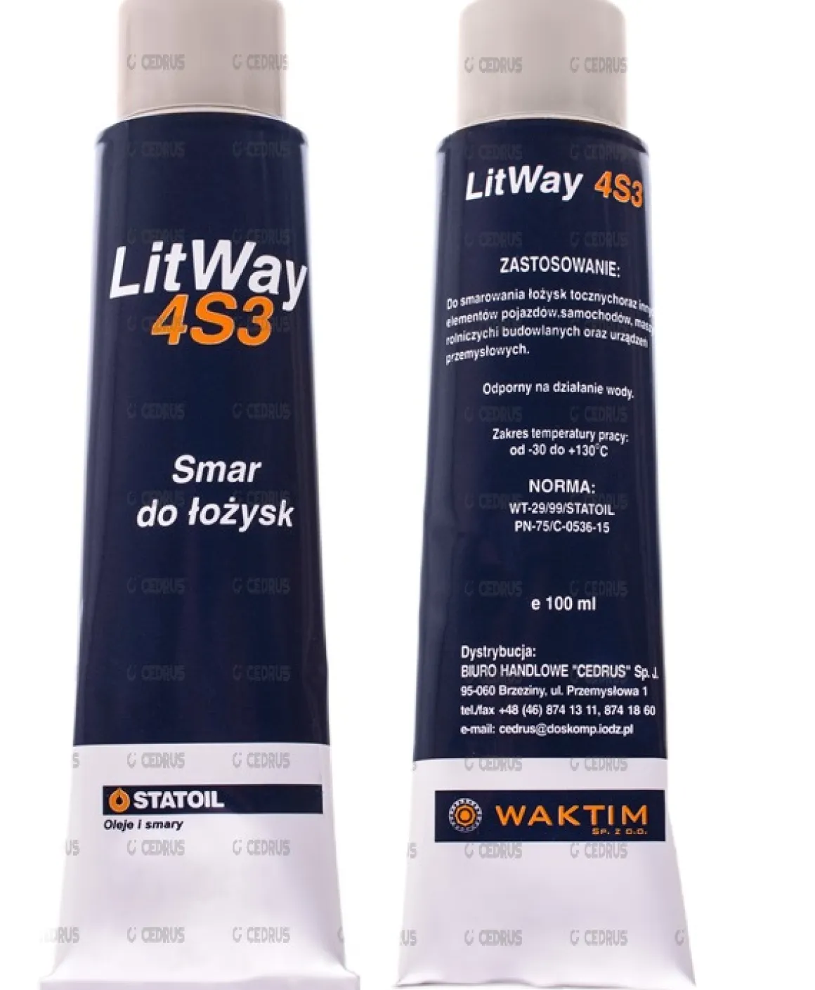 STATOIL LITWAY ŁT 4S3 SMAR LITOWY ŁOŻYSKOWY DO SMAROWANIA ŁOŻYSK I PROWADNIC , PILAREK , KOS STATOIL LITWAY ŁT 4S3 TUBA - EWIMAX - OFICJALNY DYSTRYBUTOR - AUTORYZOWANY DEALER CEDRUS