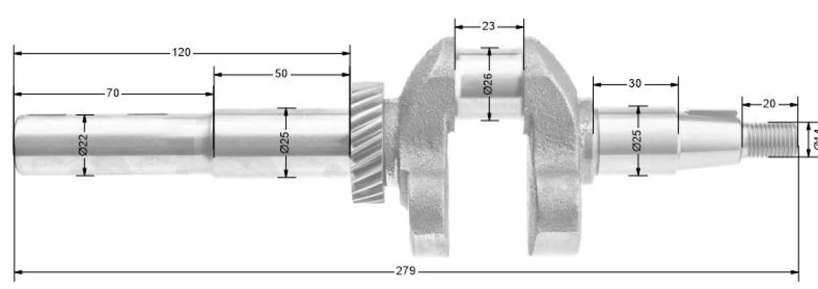 Wał korbowy Loncin LC1P61FE CZĘŚĆ ORYGINALNA 130290443-0001