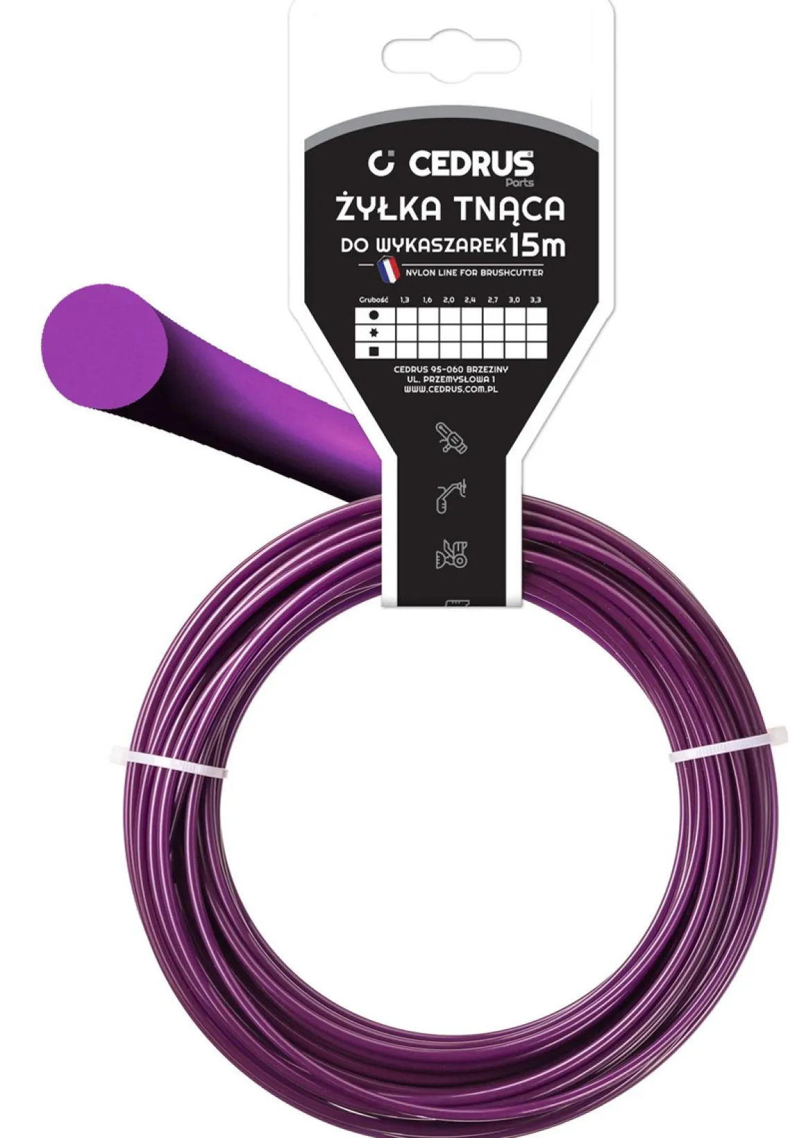 Żyłka tnąca 3.0/15m k okrągła fiolet IN005298Y