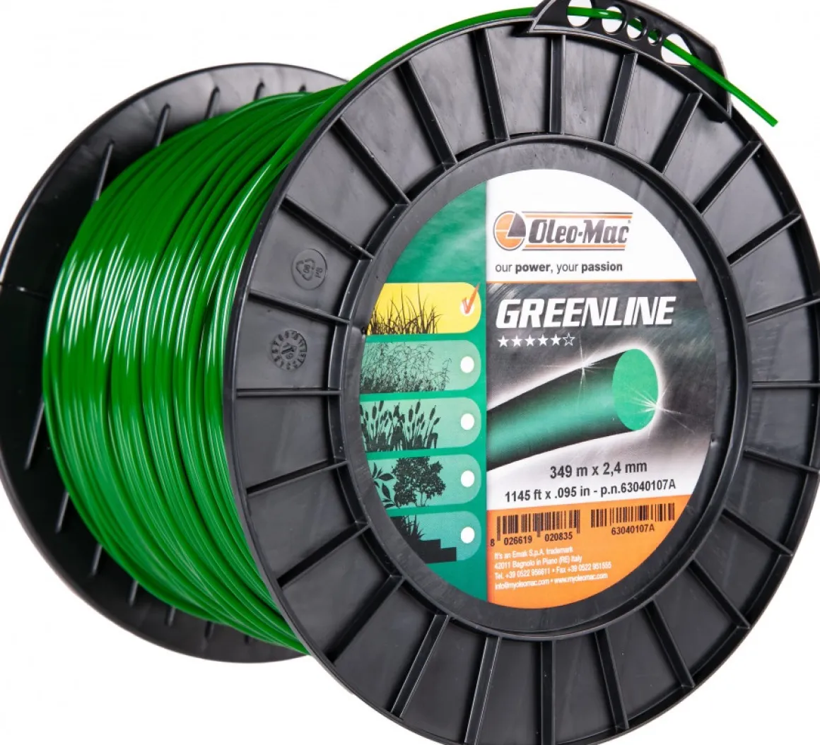 ŻYŁKA TNĄCA OLEO-MAC Green Line 2,4mm / 349 m. DO KOSY PROFIL OKRĄGŁY , SZPULA 63040107 - OFICJALNY DYSTRYBUTOR - AUTORYZOWANY DEALER OLEO MAC
